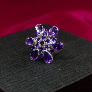 Bijoux en argent sterling 925 plaqué argent pour mariage, pierres précieuses améthystes, bagues classiques à la mode pour femmes - Product Image 5