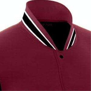 Veste varsity bordeaux pour homme, manches noires, style letterman, veste bomber de baseball bicolore, veste athlétique, veste varsity Pakistan. - Product Image 5