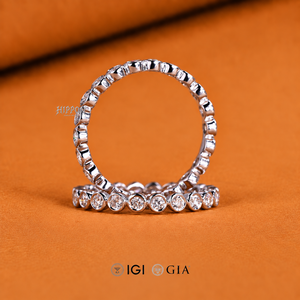 Anillos de Eternidad con Diamantes Redondos, 1.44 TW Diamantes Redondos Cultivados en Laboratorio, Juego de 2 Anillos, Anillos de Boda con Diamantes, Anillos Apilables, Bisel - Product Image 5