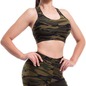 Ensemble de survêtement pour femme avec logo personnalisé, motif camouflage, sans couture, ensemble de yoga, leggings de compression, soutien-gorge de sport, ensemble de fitness 2 pièces, vêtements de sport - Product Image 5