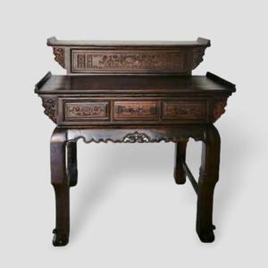 Mesa Consola y Mesa Auxiliar de Altar de Madera de Palisandro Tallada Tradicional de Lujo para Sala de Estar y Oficina en Casa - Product Image 1