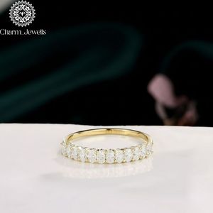 Charm Jewells Cushion Cut Moissanite Eternity Band <b>Ring</b> Yellow Gold Prong Setting Women's Classic Engagement <b>Ring</b> IGI Certified - Product Image 2