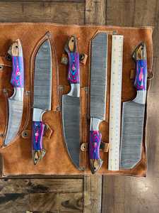 Handmade Premium Damascus Steel Chef <b>Knife</b> Set with wood Handle Design for Home <b>Kitchen</b> Cooking Food Preparation Chef <b>Knife</b> Set - Product Image 1