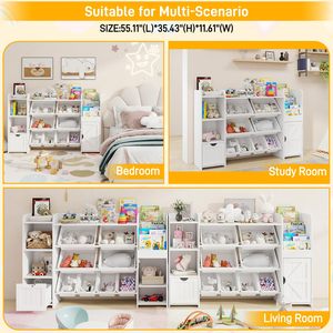 Tủ đựng đồ trẻ em kiểu cổ điển cao cấp bằng gỗ, có ngăn kéo, kệ sách tầng và 7 ngăn chứa đồ - Product Image 3