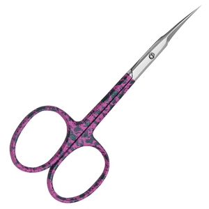 Ciseaux à cuticules russes à pointe aiguille, revêtement poudré rose et noir, taille et design personnalisés OEM par Advantage Impex - Product Image 1