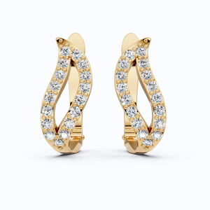 Pendientes de Aro Huggie de Oro Amarillo de 14K con Diamantes en Espiral Infinito, Diamantes Cultivados en Laboratorio Pavé, Regalo de Joyería para Aniversario de Bodas - Product Image 2
