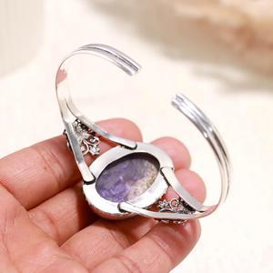 Natural Charoite Gemstone <b>Silver</b> <b>Bracelet</b> | Oval Purple Charoite Cabochon Jewelry | Wholesale Supplier - Product Image 4
