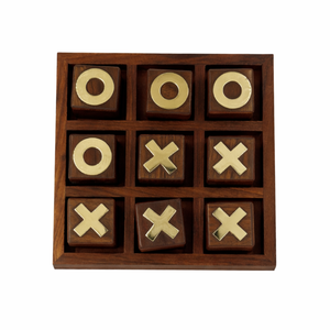 Jeu de Tic Tac Toe en bois de rose indien de qualité supérieure |   Jeu de stratégie en bois fait main, jeu de société et décoration de table, collection de cadeaux - Product Image 1