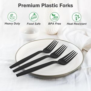 Set di 360 Posate Monouso in Plastica Nera Extra Resistente, Senza BPA, Forchette Termoresistenti e Durevoli in Confezione Convenienza - Product Image 3