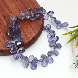 Vente en gros de pierres précieuses naturelles de qualité supérieure, Iolite bleue facettée en forme de poire, brin de 8 pouces, 4,5x5 8x13,5 mm, fabrication de bijoux, bracelet - Product Image 2