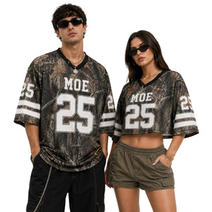 Camiseta Deportiva de Fútbol Americano con Estampado de Camuflaje Real Tree, Personalizada por Sublimación, Unisex, de Poliéster, Estilo Varsity, Holgada y Extra Grande - Product Image 1