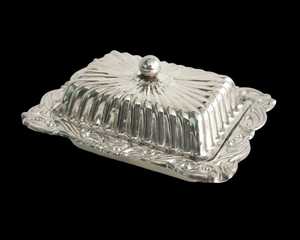 Elegante Plato para Mantequilla Redondo Plateado de Lujo con Borde de Cuentas y Tapa de Cúpula Lisa, Plato para Mantequilla de Acero Inoxidable - Product Image 6