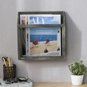 Revistero de pared de madera gris Vintage MyGift con alambre de pollo-Artículo popular de Amazon para el hogar y la Oficina - Product Image 3