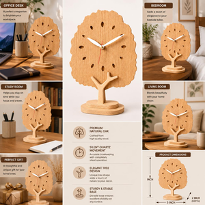 Horloge de bureau en bois, horloge de table décorative, horloge de table en bois faite à la main pour la maison, le bureau, la chambre à coucher, le salon, décoration de bureau moderne - Product Image 6