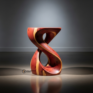 Designer Twisted Wooden <b>Stool</b> – Artistic Solid Wood Side <b>Table</b> for Living Room & Luxury Interiors - Product Image 4