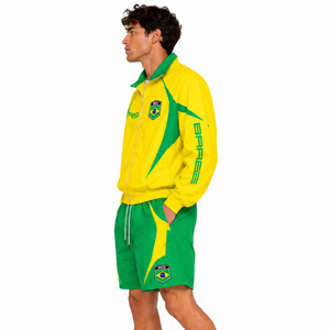 Chaqueta Cortavientos y Pantalones Cortos Estilo Brasileño Y2K, Traje Deportivo de Nailon Amarillo Verde, Sublimación, Ligero, Sudadera con Capucha para Verano - Product Image 3