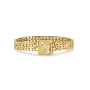 Mixed Shape Linked Double Row Cuban <b>Bracelet</b> For Women Round Pear Marquise Lab Grown Diamond Custom 14K 18K Solid Gold Wholesale - Product Image 1