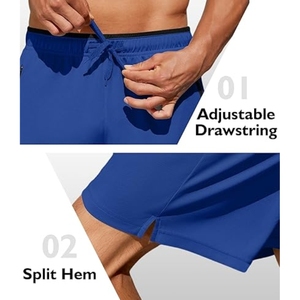 Shorts bleu clair pour homme, séchage rapide, avec cordon de serrage à la taille, style bermuda décontracté à taille mi-haute - Product Image 5