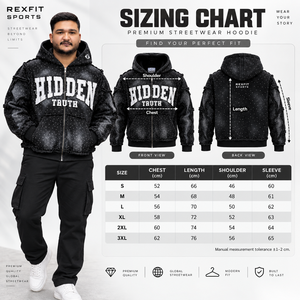 REXFIT SPORTS Sweat à capuche zippé pour homme Hidden Truth, coupe oversize, style streetwear, noir, en polyester FRENCH TERRY, pour l'automne - Product Image 5