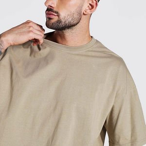 Meilleur prix de gros T-shirt homme coupe droite à épaules tombantes avec logo personnalisé Nouvelle arrivée 100% coton écologique léger - Product Image 5