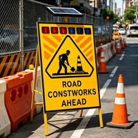 Panneau d'avertissement de travaux routiers, double face, en aluminium, réfléchissant de qualité diamant, pour la sécurité des travaux de construction routière