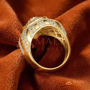 Men's Round Cluster Moissanite <b>Ring</b> Gold Tone <b>Iced</b> Out Hip Hop Statement <b>Ring</b> Luxury Fashion Jewelry Gift - Product Image 3