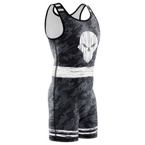 High Quality Custom Sublimated Wrestling <b>Singlets</b> Mens Compression <b>Weightlifting</b> Suits Breathable Camo Skull Training Leotard - Product Image 6