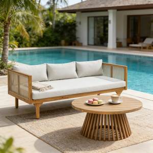 Conjunto de Sofá Cama de Madera de Teca para Exteriores, Muebles Modernos para Patio, Fabricante de Indonesia para Villas y Resorts - Product Image 1