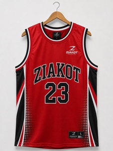 Jersey Basket Throwback Otentik Merah Putih-Hitam Kustom Terlaris Industri Grosir Langsung - Product Image 3