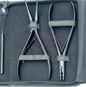 Kit professionnel de pinces pour extensions capillaires, couleur noire, en acier inoxydable de qualité chirurgicale, matériau personnalisé - Product Image 6
