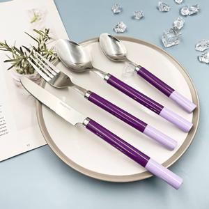 Dual Tone Resin Handle Stainless Steel Flatware Set | Color <b>Blocked</b> <b>Acrylic</b> Cutlery Knife Fork Spoon Set - Product Image 3