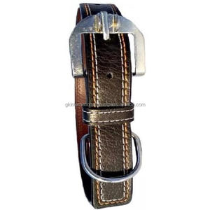 Accessoires en métal entièrement réglables de nouveau style collier de chien fantaisie en cuir véritable doublement cousu fait à la main dans toutes les tailles personnalisées - Product Image 1