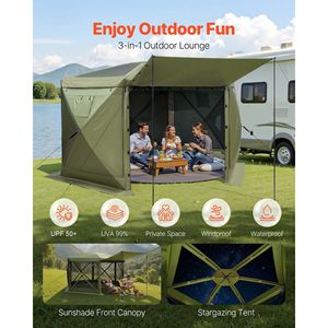 Gazebo Pop-up 3x3 m con Zanzariera, Montaggio Rapido, Resistente agli Insetti, per Campeggio, Grande Tettoia a 6 Lati con Tetto Rimovibile e Borsa per il Trasporto - Product Image 3