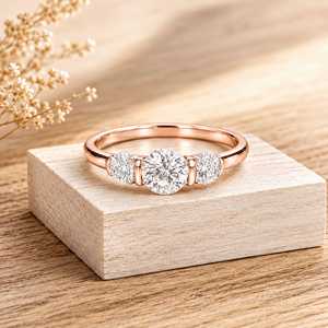 Bague de fiançailles en diamant de laboratoire taille brillant rond 0,57 ct, or massif 10K 14K 18K, design de joaillerie fine, certifié IGI E VVS - Product Image 3