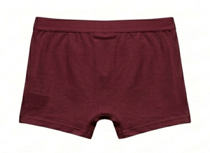 Boxers pour hommes couleur bordeaux, coupe confortable, sous-vêtements tricotés teints unis - Product Image 2