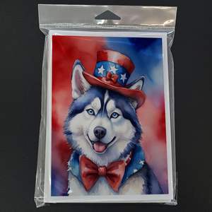 Husky siberiano patriótico americano caprichoso A7 tarjetas de nota en blanco paquete 8 con sobres tarjetas de felicitación de tamaño 5x7 - Product Image 3
