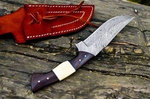 Custom OEM/ODM Handmade Industrial Grade Bowie <b>Knife</b> in Damascus Steel Wood+<b>Bone</b> <b>Handle</b> Leather Sheath 15in - Product Image 4