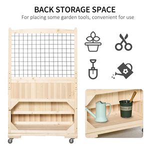 Fioriera da Giardino Autoportante per Esterni con Struttura in Abete 32 X 25 X 53, Vaso Rialzato su Ruote con Spazio per Traliccio e Contenitore per Piante - Product Image 6
