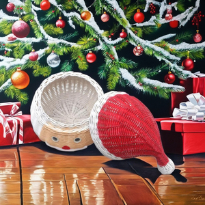 Handwoven Best Quality Rattan Santa Claus Basket <b>Christmas</b> Gift Storage <b>Boxes</b> Vintage Style Best Choice for <b>Christmas</b> Gift Decor - Product Image 6