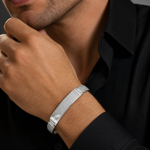 925 Sterling <b>Silver</b> Diamond Cubic Zirconia Bracelet High Polish Modern <b>Mens</b> Unisex <b>Bangle</b> for Wedding Party Daily Wear Gift - Product Image 4