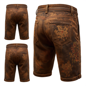 Pantalones Cortos Tradicionales de Estilo Bávaro para Hombre, con Aspecto de Cuero, Color Marrón Vintage, Bordados, Casuales, para Festivales al Aire Libre - Product Image 3