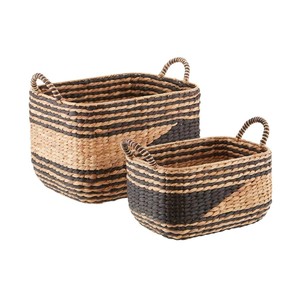 Panier en jacinthe d'eau naturelle léger et luxueux avec poignées, facile à transporter, écologique, durable, organisateur de rangement décoratif - Product Image 6