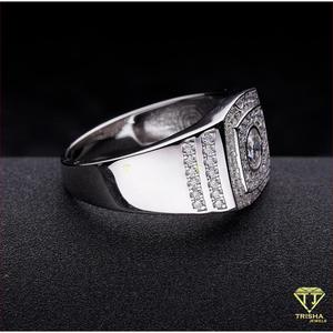 Bague carrée classique sertie de pierres, en argent sterling 925, moissanite, bijoux de mode pour homme - Product Image 4