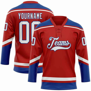 Custom Ice Hockey Jersey Men's Navy Teal <b>White</b> Sublimated Print Full Sleeve V-Neck Moisture Wicking 100% Polyester - Product Image 4