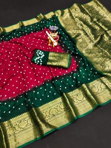 Sari Kanjivaram de Seda Puri con Borde de Zari Pesado - Product Image 2