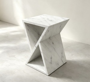 Modern <b>White</b> Marble <b>End</b> <b>Table</b> Minimalist Design Handmade Living Room Furniture - Product Image 1