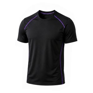 Conjunto Deportivo de Compresión Negro para Hombre con Ribete Morado, Transpirable, de Secado Rápido, Cintura Elástica, Ajuste Ceñido, para Todas las Temporadas - Product Image 4