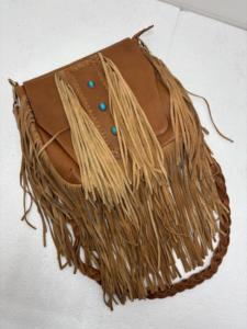 Bolso de Hombro Boho de Cuero Genuino con Flecos, Bolso Bandolera Hecho a Mano con Piedra Turquesa, Gran Capacidad, para Uso en Exteriores, a la Moda - Product Image 5