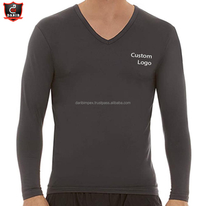 Camiseta de Yoga de entrenamiento de manga larga personalizada para hombre más vendida-Poliéster negro liso/algodón de secado rápido y transpirable - Product Image 4