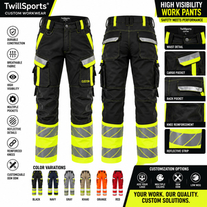 Hi-Visibility Reflective Stripes Breathable <b>Waterproof</b> Safety <b>Work</b> <b>Trousers</b> Construction Protective Workwear - Product Image 6